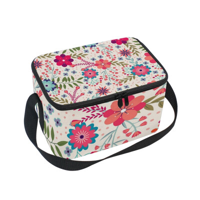 

ALAZA Lunch Box Flowers Floral Insulated Lunch Bag Large Cooler Tote Bagfor Men Women