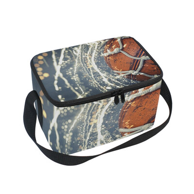 

ALAZA Lunch Box Insulated Basketball Background Lunch Bag Large Cooler Tote Bagfor Men Women