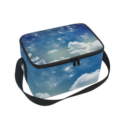 

ALAZA Insulated Lunch Box Beautiful Cloud Stars Lunch Bag for Men Women Portable Tote Bag Cooler Bag
