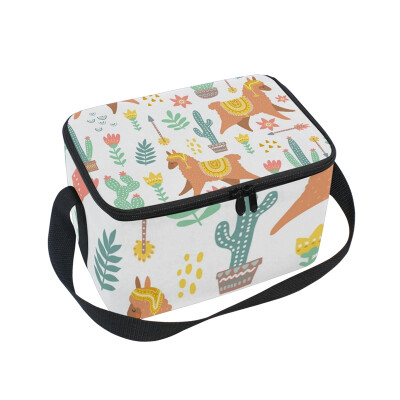 

ALAZA Lunch Box Alpaca Pattern Insulated Lunch Bag Large Cooler Tote Bagfor Men Women