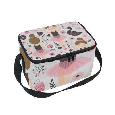 

ALAZA Lunch Box Insulated Cute Ballerina Girl Lunch Bag Large Cooler Tote Bag for Men Women