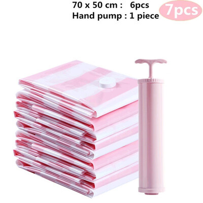 

Travel Pink Vacuum Bags for Clothes Vaccum Pump Space Saving Compressed Bag Luggage Suitcase Organizer