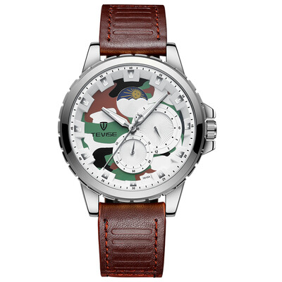 

TEVISE T815A Stainless Steel Watch Wrist Watch Top Brand Luxury Quartz Watch Men Casual Leather Luminous Waterproof Moon phase Wat