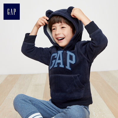 

GAP flagship store boy baby boy logo logo fleece hooded sweatshirt 338303 indigo blue 100cm 3T