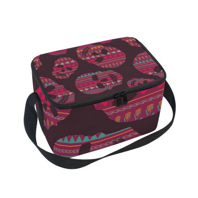 

ALAZA Lunch Box Insulated Lunch Bag Large Cooler Tote Bag Geometric Skulls for Men Women Girls Boys