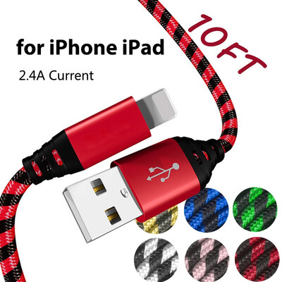 

10FT Lightning Braided Fast Charging Data Cable for iPhone 5 6 7 8 X Xs Max iPad