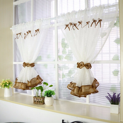 

2pcs White Roman Curtain Tulle hot sell Coffee Curtain Kitchen Short Curtain Semi-shade Small Curtain for Home decoration