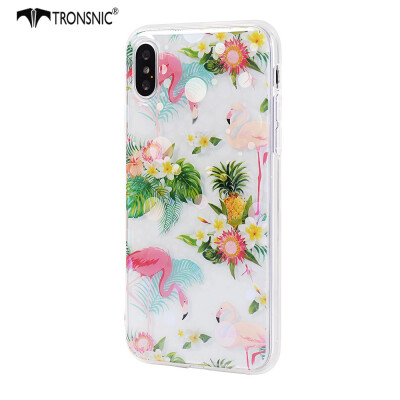 

Tronsnic Flamingo Flowers Phone Case for iPhone XS MAX Shiny Laser Soft Cases for Transparent Covers