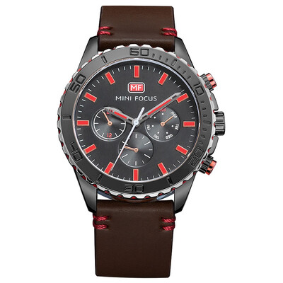 

BOFUTE Mens Watch Fashion Japanese Quartz Movement Luminous Waterproof Genuine Leather Watchband 0007G