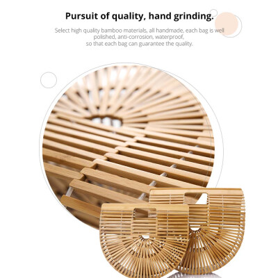 

2018 Fashion Bamboo Handbags Women Wood Top Handle Bags Female Causal Totes Small Hollow Summer Beach Bags for Ladies And Mori Gir