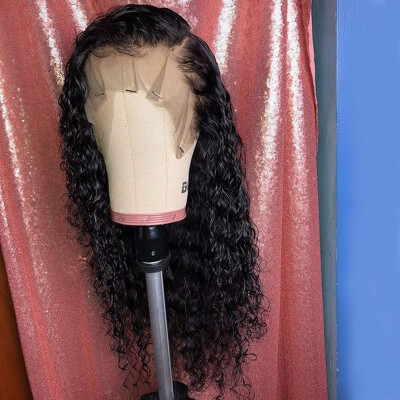 

Brazilian Virgin Hair Curly Wavy Lace Front Wig 130 Density Bleached Knots Preplucked Lace Front Human Hair Wig Remy