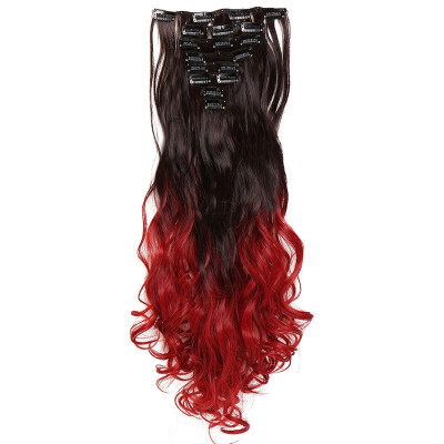 

24" Curly 8 Pcs Full Head Clip in Hair Extensions Synthetic 8 Piece 18 Clips Hairpiece Long Wave Trendy Design for Women