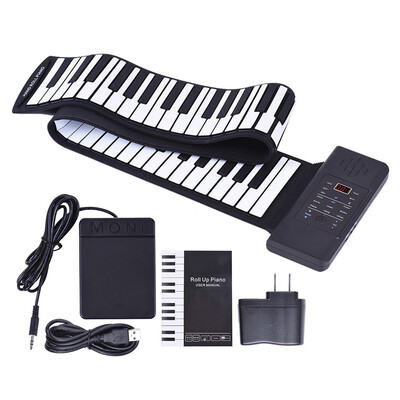 

Portable Silicon 88 Keys Hand Roll Up Piano Electronic USB Keyboard Built-in Li-ion Battery&Loud Speaker with One Pedal
