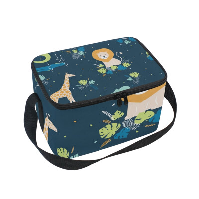 

ALAZA Tropical Animals Lunch Box Insulated Lunch Bag Large Cooler Tote Bagfor Men Women