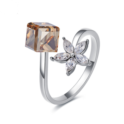 

925 Sterling Silver Square Sugar Block Ring for Wide Band Women Girls Swarovski Crystals Jewelry Sizer Adjuster for Loose Rings