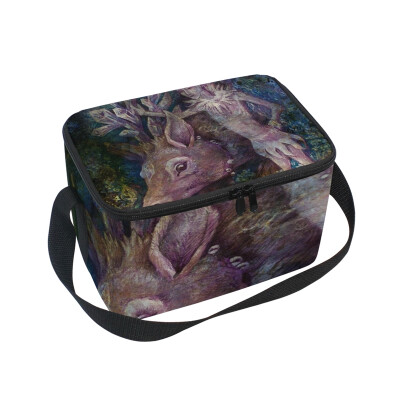 

ALAZA Lunch Box Insulated Lunch Bag Large Cooler Tote Bag Deer And Little Girlw for Men Women Girls Boys