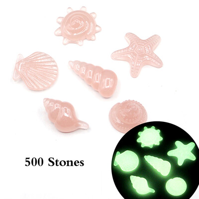 

500pcsBag Glow in Dark Stone DIY Home Decor Luminous Pebbles Colorful Sea Conch Shell Starfish Rocks for Aquarium Fish Tank
