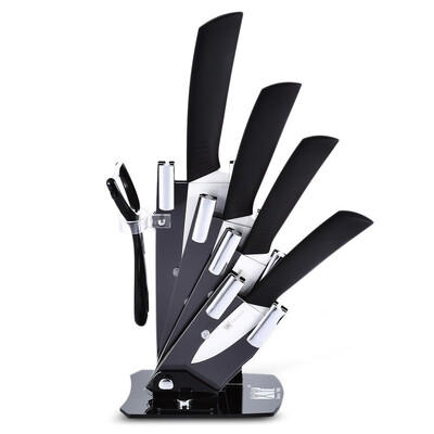 

xyj 6 in 1 Kitchen Fruit Vegetable Paring Kit Slip-proof Handle Ceramic Knives with Peeler Holder