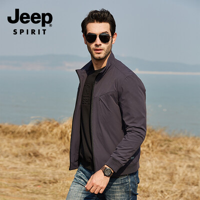 

JEEP Jeep Jacket Men 2019 Spring New Casual Mens Stand Collar Short Jacket Mens Tops JPL2677 Gray XL