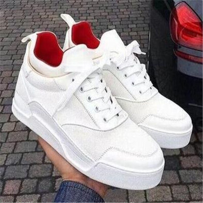 

2018 Original Box Red Bottom Men Sneakers Aurelien Flat Lovers Genuine Leather High Top Casual Flats Red Bottom Luxury Shoes