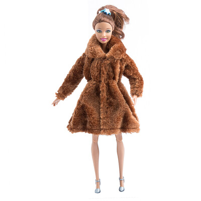 

Fashion Barbie Toy Clothes Accessory Winter Plush Coat for Barbie Doll Clothes Dressing
