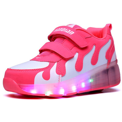 

NEW Children Glowing Sneakers Fashion Boys Girls With LED Light Up Flashing Kids Sneakers Breathable Sport Casual Roller Shoes