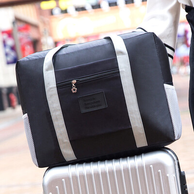 

Chic portable collapsible trolley case storage bag travel multi-function waterproof luggage clothing finishing bag shoulder bag tote bag black