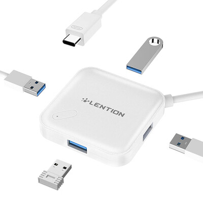 

LENTION CB-HUB30-C11-WHI Hub Type-C to 4 USB30 Converter 5Gbps Transmission Speed Adapter Connector for MacBook