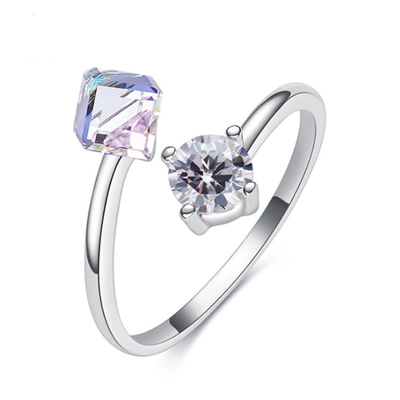 

925 Sterling Silver Square Sugar Block Ring for Wide Band Women Girls Swarovski Crystals Jewelry Sizer Adjuster for Loose Rings