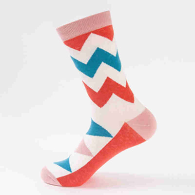 

Aa-shop Socks Men British Style Geometric Colorful Socks Maple Leaf Male Female Mid tube Socks