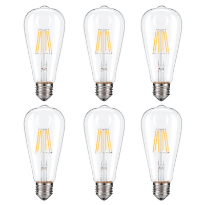 

Brightness 2700K 6W E27 600 Lumens ST64 Vintage Edison LED Bulbs with 360 Degree Beam Angle 6PCS