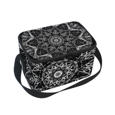 

ALAZA Lunch Box Insulated Black And White Pattern Lunch Bag Large Cooler Tote Bagfor Men Women