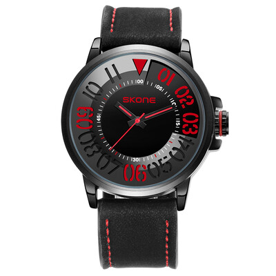 

SKONE Men Watch Quartz Movement Digital Dial Wrist Watch PU Leather Strap Waterproof Sport Watch for Men