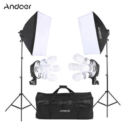 

Andoer Studio Photo Lighting Kit with 2 Softbox 2 4in1 Bulb Socket 8 45W Bulb 2 Light Stand 1 Carrying Bag