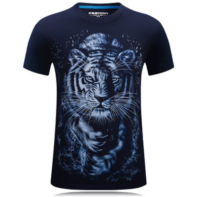 

WomensMens T-shirt O-Neck Short Sleeved 3D Print Funny Tiger Cotton Casual Tees Tops Plus Size 5XL