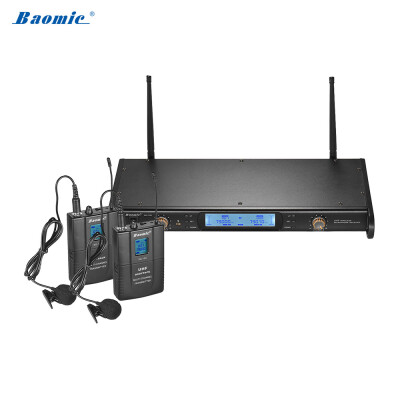 

Baomic BM-7200 UHF Wireless Microphone System 2 Lapel Lavalier Microphones 2 Bodypack Transmitters 1 Receiver with LCD display