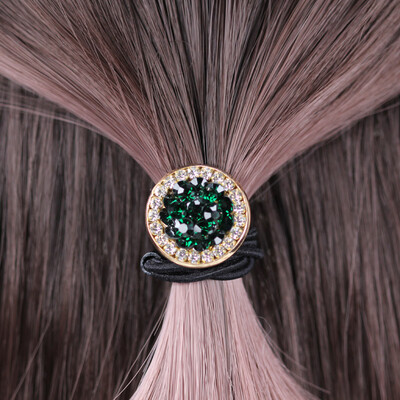 

UPLUS simple fresh round full bit rope emerald ins wind ring bracelet dual-use rubber band tied hair pony tail rope rubber band hair ring