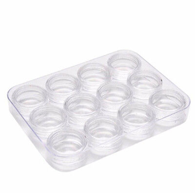 

Empty Contact Box Container Storage Lenses 12 Grids Transparent Clear Case Compartment Holder
