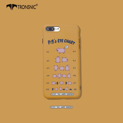 

TRONSNIC Cute Pigs Phone Case for iPhone 6 6s Plus Cartoon Eye Chart Matte Case Silicone Covers Funny Yellow