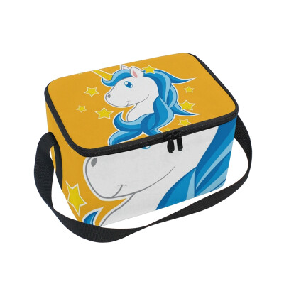 

Lunch Box Insulated Lunch Bag Large Cooler Unicorn With Blue Hair Tote Bagfor Kids Men Women