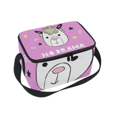 

ALAZA Lunch Box Insulated Lunch Bag Large Cooler Funny Lama Tote Bag
