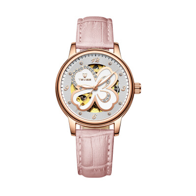 

TEVISE T835B Women Automatic Mechanical Watch Time Moon Phase Display Fashion Casual Luminous Hands Leather Strap Life Waterproof