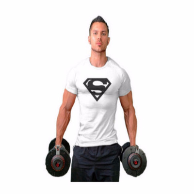 

Mens Fitness T-shirt Superman Cotton Sports Short Sleeves