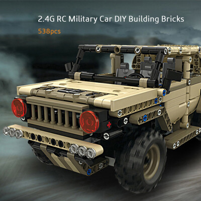 

24G Remote Control Military Car DIY Building Bricks Car Toy 538pcs DIY Kit Construction Build Gift for Children