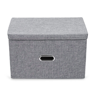 

Linen Fabric Foldable Basket Cube Organizer Storage Bin Container with Lid