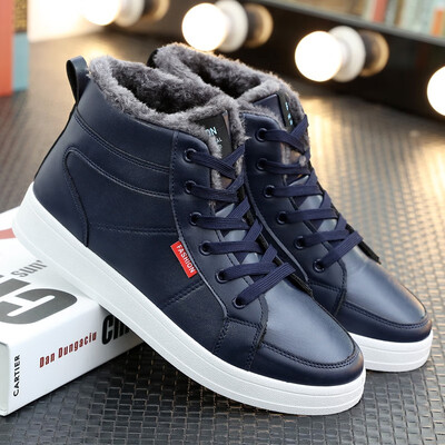

Mens flannel fashion leisure boots warm high-top shoes