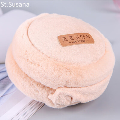 

St Susanna earmuffs female students cute winter thickening fluff earmuffs adjustable warm earmuffs ear warm ear tweezers collapsible S18M6782 leather pink