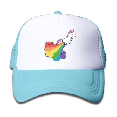 

Fart Rainbow Unicorn Plain Hat Adjustable Back Mesh Cap For Little Kid