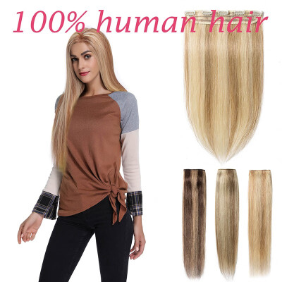 

100 Remy Human 34 Full Head 1 Piece 5 Clips Clip in Remy Human Hair Extensions Silky Straight