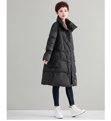 

2018 winter clothing new standing-collar thickened Korean version of the large size white duck down jacket womens long coat